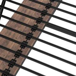 URBAN MEUBLE Lit superposé métallique enfant noir avec LED, bureau intégré