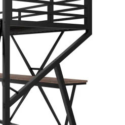 URBAN MEUBLE Lit superposé métallique enfant noir avec LED, bureau intégré