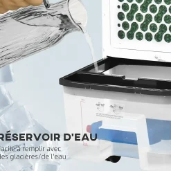 Ventilateur rafraichisseur humidificateur ioniseur 4 en 1 - portable oscillant 60W 10L - télécommande