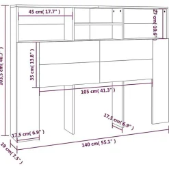 vidaXL Armoire de tête de lit Blanc 140x19x103,5 cm 811862