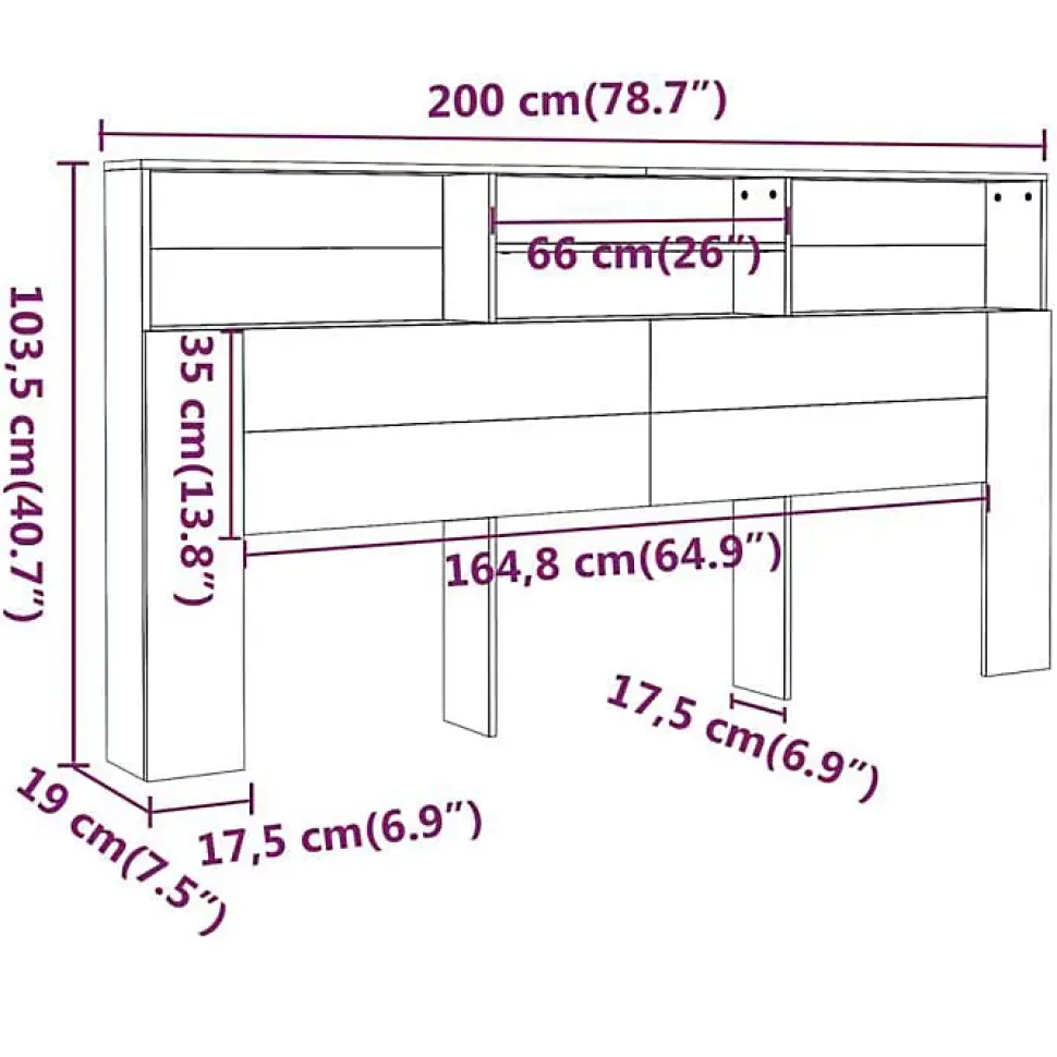 vidaXL Armoire de tête de lit Chêne sonoma 200x19x103,5 cm 811892