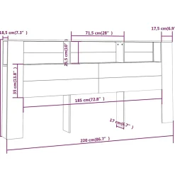 vidaXL Armoire de tête de lit Sonoma gris 220x18,5x104,5 cm 817283