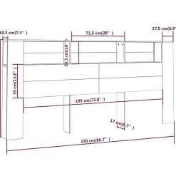 vidaXL Armoire de tête de lit Sonoma gris 220x18,5x104,5 cm 817283