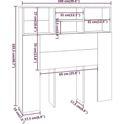 vidaXL Armoire de tête de lit Blanc brillant 120x19x103,5 cm