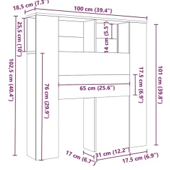 vidaXL Armoire de tête de lit Chêne marron 100x18,5x104,5 cm 817266.