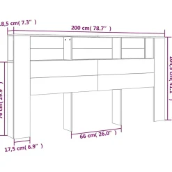 vidaXL Armoire de tête de lit Blanc 200x18,5x104,5 cm 811952
