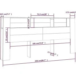 vidaXL Armoire de tête de lit Chêne fumé 220x18,5x104,5 cm 817282