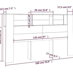 vidaXL Armoire de Tête de Lit Murale Meuble de Chambre à Coucher Tête de Lit avec Rangement Accessoire de Lit Intérieur 811946
