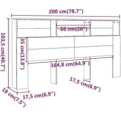 vidaXL Armoire de Tête de Lit Murale Meuble de Chambre à Coucher Tête de Lit avec Rangement Accessoire de Lit Intérieur 811889