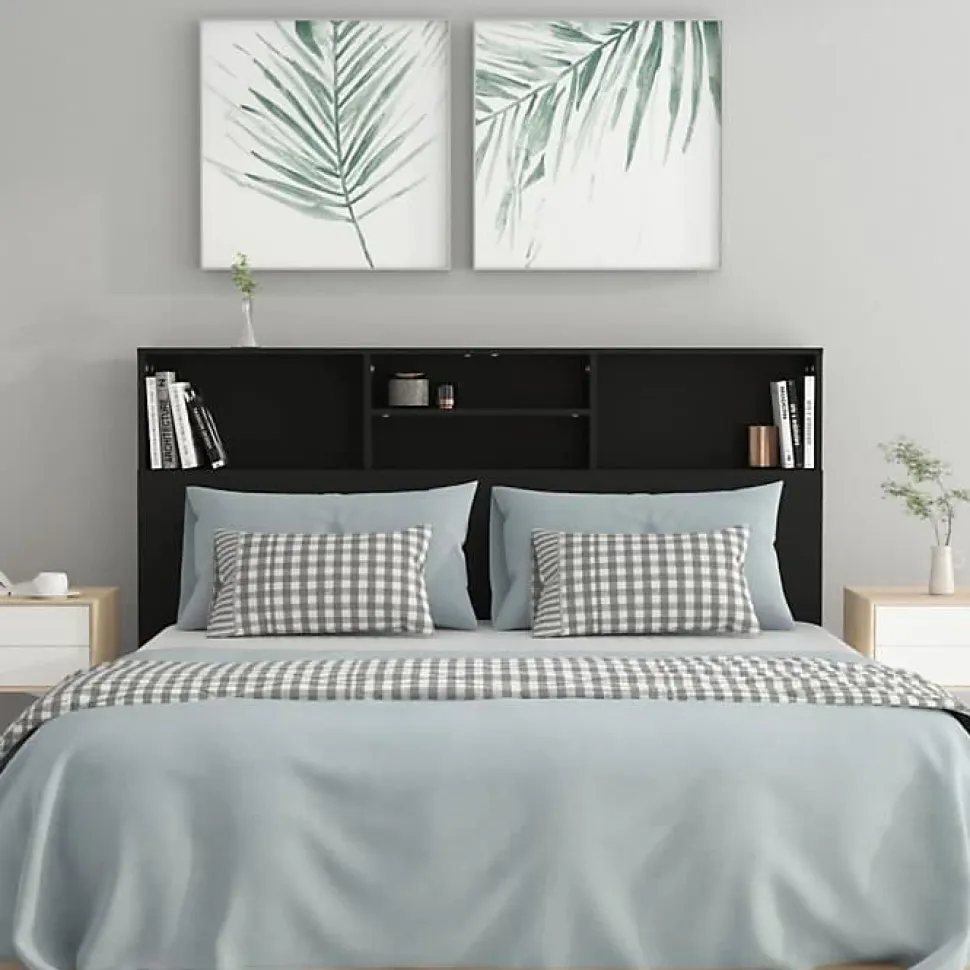 vidaXL Armoire de tête de lit Noir 160x19x103,5 cm 811872