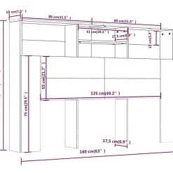 vidaXL Armoire de tête de lit Gris béton 160x19x103,5 cm 811875