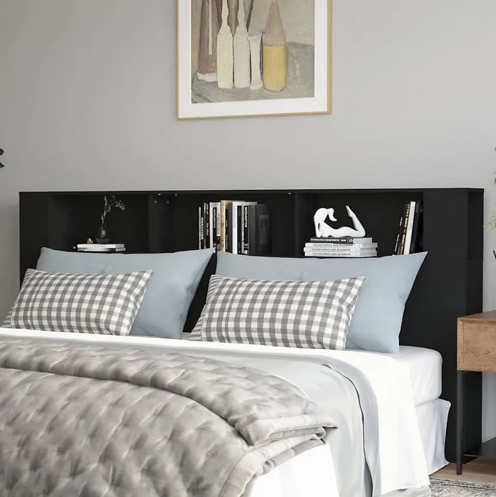 vidaXL Armoire de tête de lit Noir 220x18,5x104,5 cm 811962