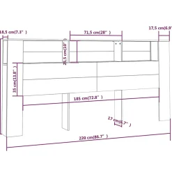vidaXL Armoire de tête de lit Noir 220x18,5x104,5 cm 811962