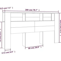vidaXL Armoire de tête de lit Gris béton 200x18,5x104,5 cm 811956