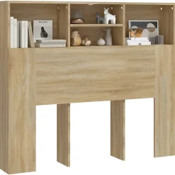 vidaXL Armoire de tête de lit Noir 120x19x103,5 cm