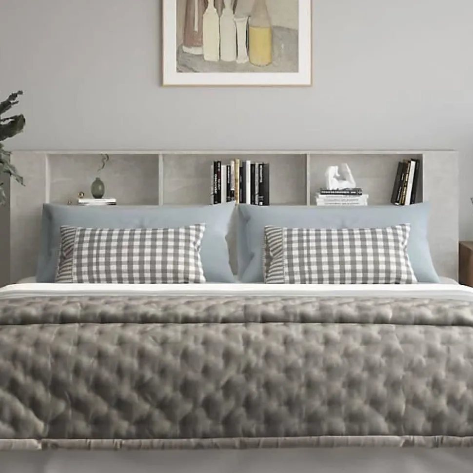 vidaXL Armoire de tête de lit Gris béton 220x18,5x104,5 cm 811965