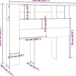 vidaXL Armoire de tête de lit Blanc 140x18,5x104,5 cm 811925