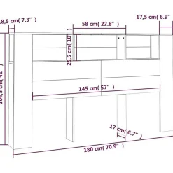 vidaXL Armoire de tête de lit Blanc 180x18,5x104,5 cm 811943