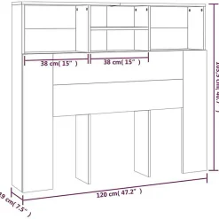 vidaXL Armoire de tête de lit Chêne fumé 120x19x103,5 cm