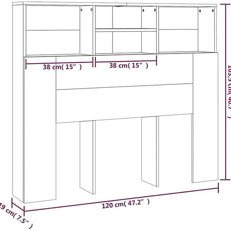 vidaXL Armoire de tête de lit Chêne fumé 120x19x103,5 cm
