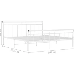vidaXL Cadre de lit Blanc Métal, 160x200 cm