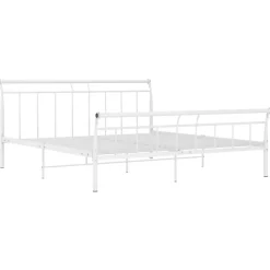 vidaXL Cadre de lit Blanc Métal, 160x200 cm