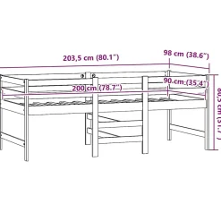 vidaXL Cadre de lit Blanc 90x200 cm Bois de pin massif 833096