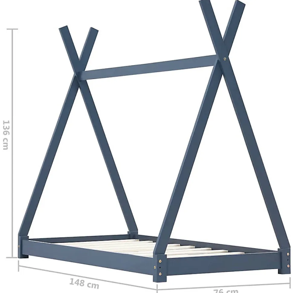 vidaXL Cadre de lit d'enfant Gris Bois de pin massif 70x140 cm