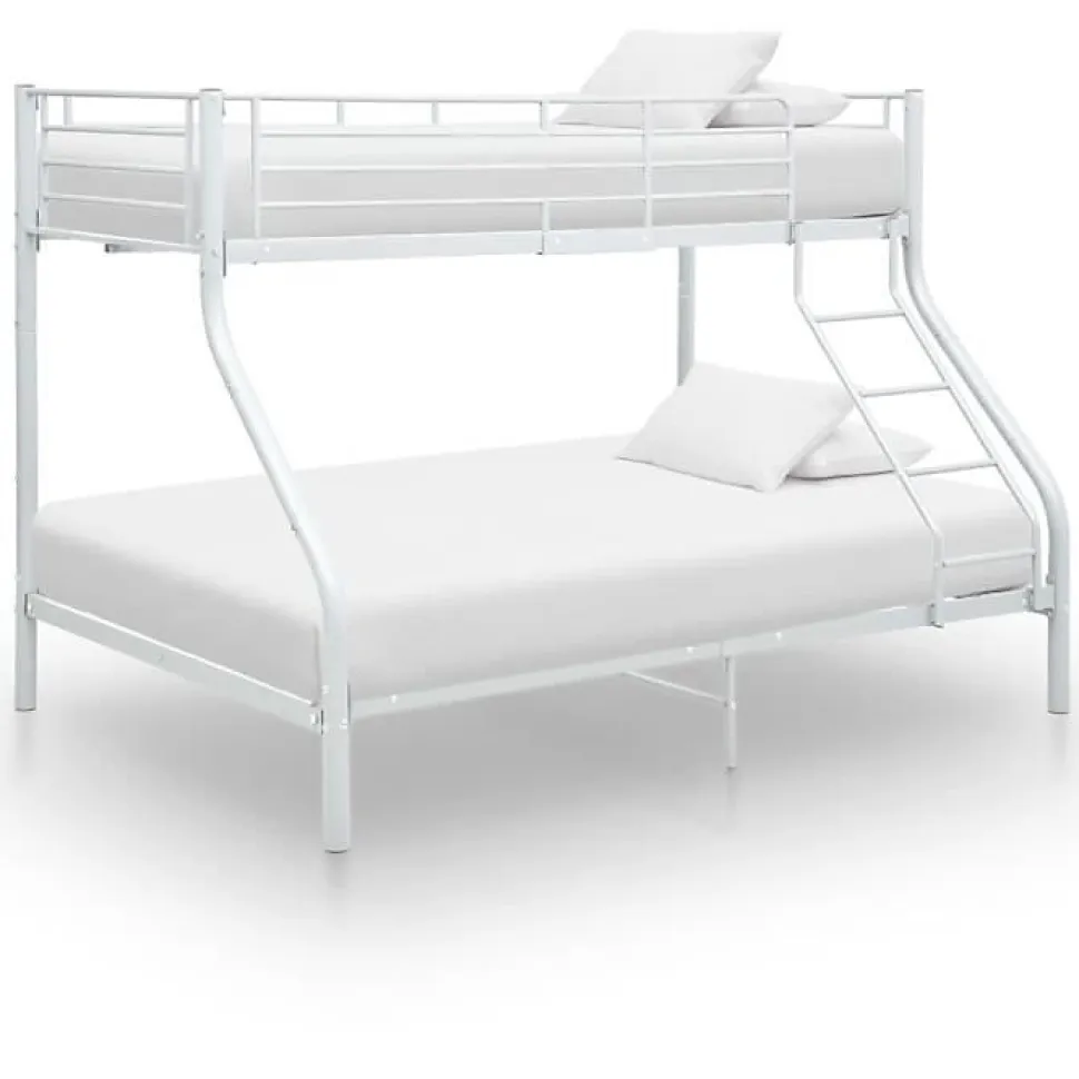 vidaXL Cadre de lit superposé Blanc Métal 140x200 cm/90x200 cm