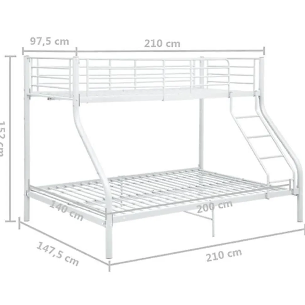 vidaXL Cadre de lit superposé Blanc Métal 140x200 cm/90x200 cm