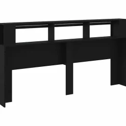vidaXL Tête de Lit à LED, Accessoire de Lit, Tête de Cadre de Lit, Meuble de Chambre à Coucher, Noir 200x18,5x103,5 cm Bois 837366