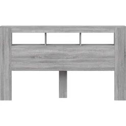 vidaXL Tête de Lit à LED, Panneau avec Rangement, Accessoire de Lit, Tête de Cadre de Lit Chambre, Sonoma Gris 837363