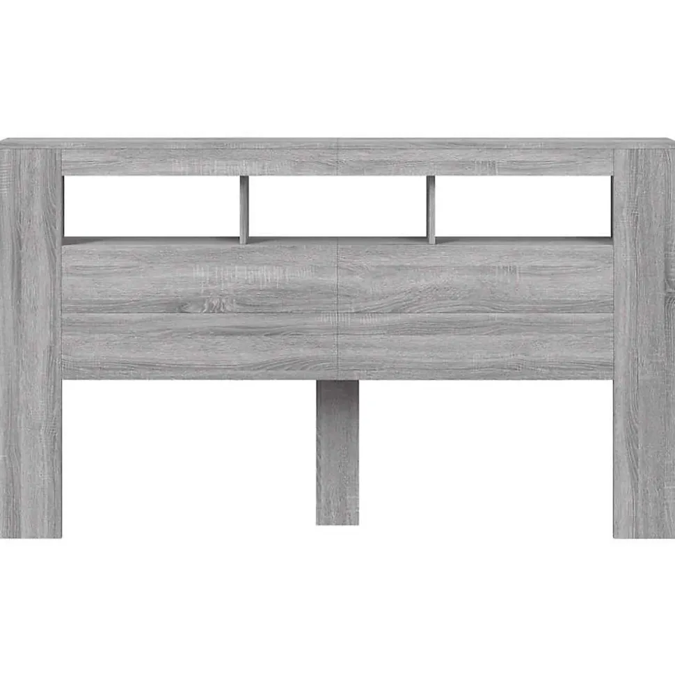 vidaXL Tête de Lit à LED, Panneau avec Rangement, Accessoire de Lit, Tête de Cadre de Lit Chambre, Sonoma Gris 837363
