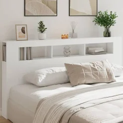 vidaXL Tête de Lit à LED, Panneau de Lit avec Rangement, Accessoire de Cadre de Lit, Meuble de Chambre à Coucher Maison, 837365