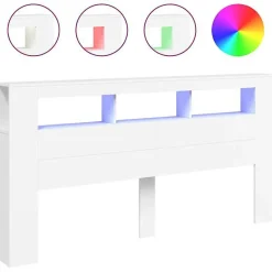 vidaXL Tête de Lit à LED, Panneau de Lit avec Rangement, Accessoire de Cadre de Lit, Meuble de Chambre à Coucher Maison, 837365