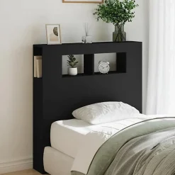 vidaXL Tête de Lit à LED, Tête de Cadre de Lit, Accessoire de Lit Simple, Meuble de Chambre à Coucher Maison Intérieur, Noir 83733