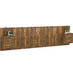 vidaXL Tête de lit avec armoires Chêne fumé Bois d'ingénierie 3115737