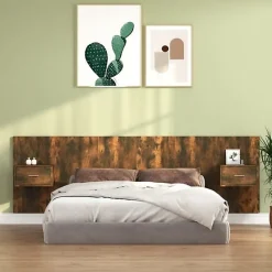 vidaXL Tête de lit avec armoires Chêne fumé Bois d'ingénierie 3115705