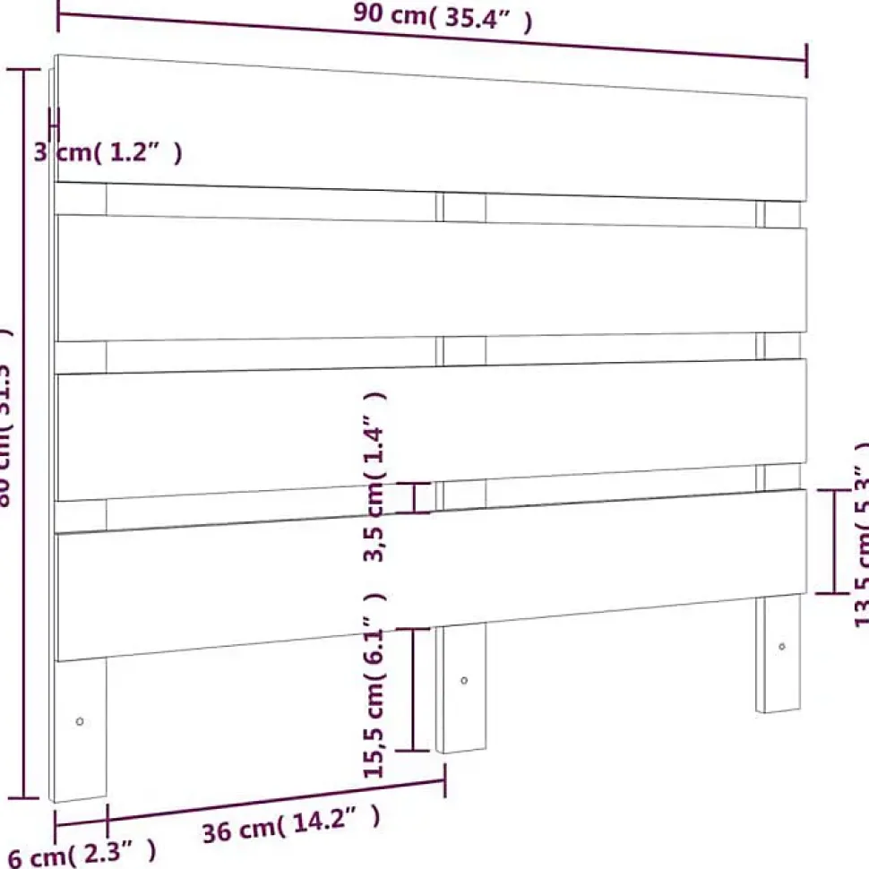 vidaXL Tête de lit Blanc 90x3x80 cm Bois massif de pin821328