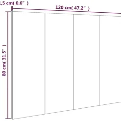 vidaXL Tête de lit Blanc 120x1,5x80 cm Bois d'ingénierie 811025