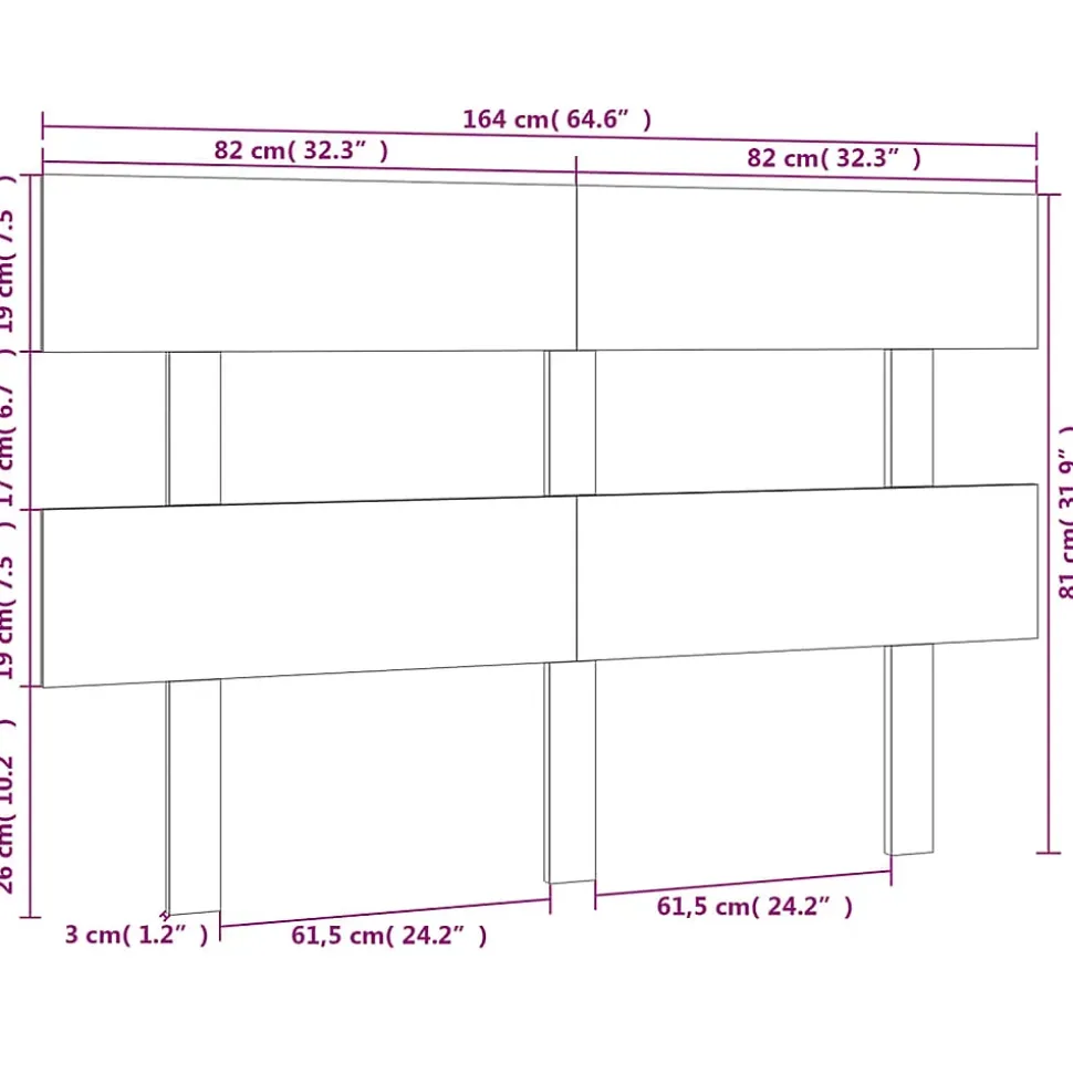 vidaXL Tête de lit Blanc 164x3x81 cm Bois massif de pin 819081