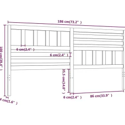 vidaXL Tête de lit Blanc, 186x4x100 cm Bois massif de pin