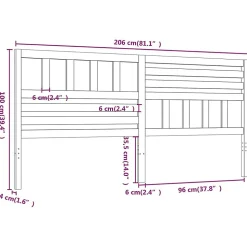 vidaXL Tête de lit Blanc, 206x4x100 cm Bois massif de pin