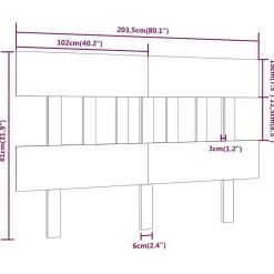 vidaXL Tête de lit Blanc 203,5x3x81 cm Bois massif de pin 819141