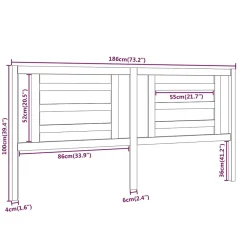 vidaXL Tête de lit Gris 186x4x100 cm Bois de pin massif 818837