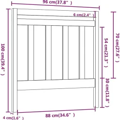 vidaXL Tête de lit Gris 96x4x100 cm Bois massif de pin 817772