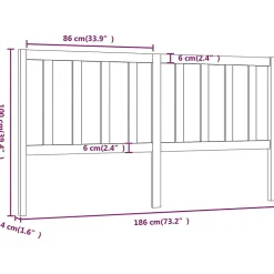 vidaXL Tête de lit Gris 186x4x100 cm Bois massif de pin 817757