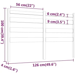 vidaXL Tête de lit Gris 126x4x100 cm Bois massif de pin 818412