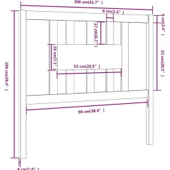 vidaXL Tête de lit Gris 106x4x100 cm Bois massif de pin 818657