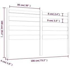vidaXL Tête de lit Gris 186x4x100 cm Bois massif de pin 818437